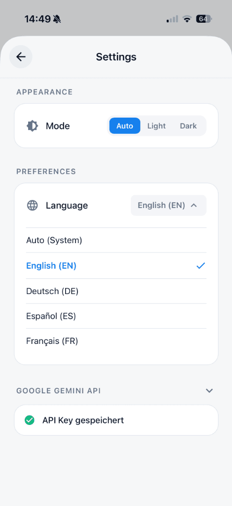 Settings Page