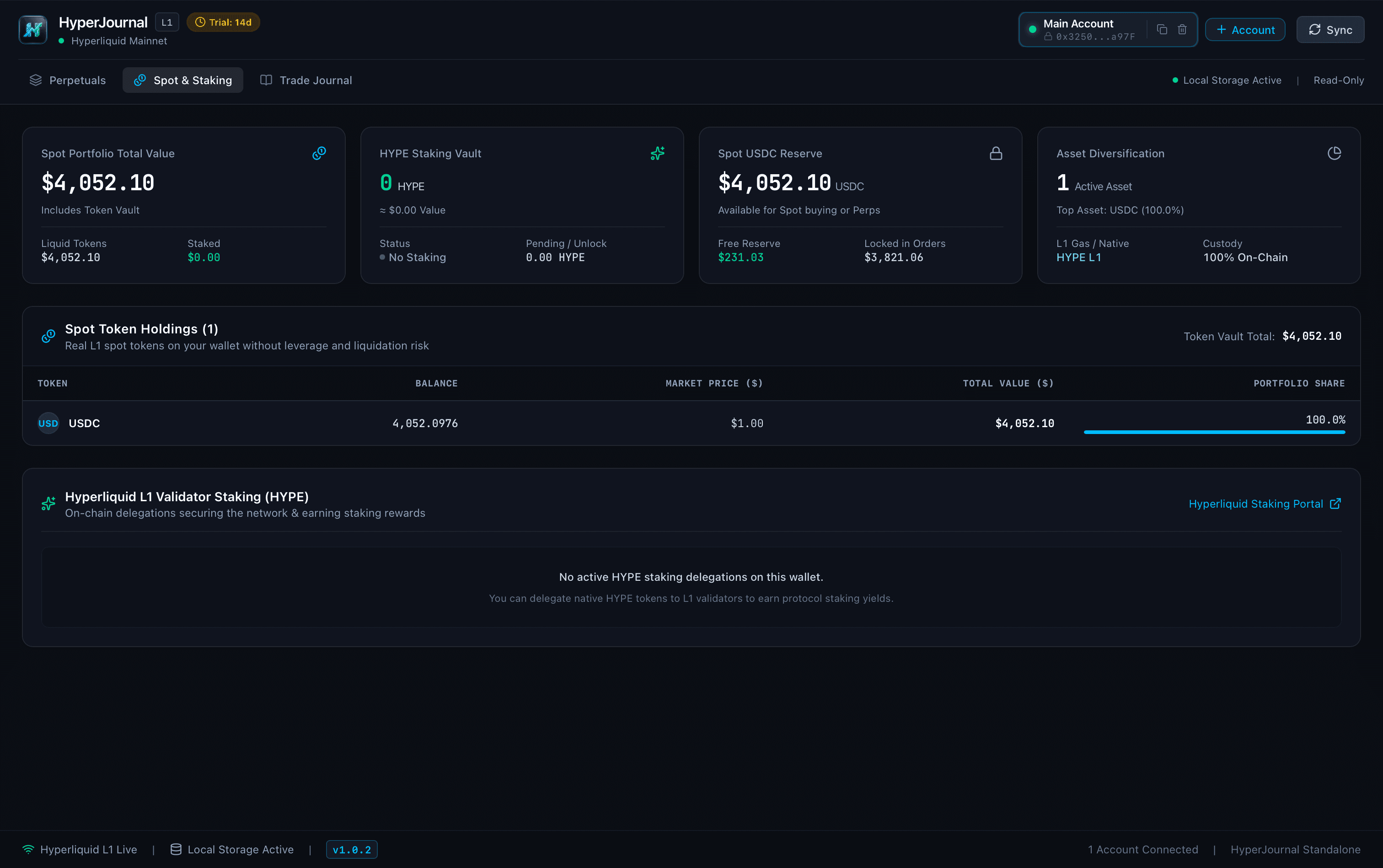 Hyperliquid Spot Portfolio & HYPE Staking Vault